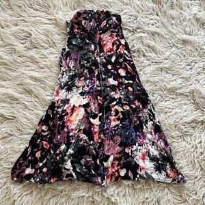 like new pink blue green black white yellow purple floral button up tank